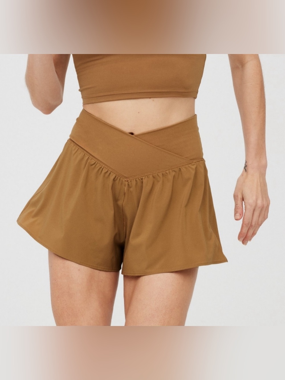 Offline by Aerie Crisscross Waist Athletic Skort - Brown/Tan XS